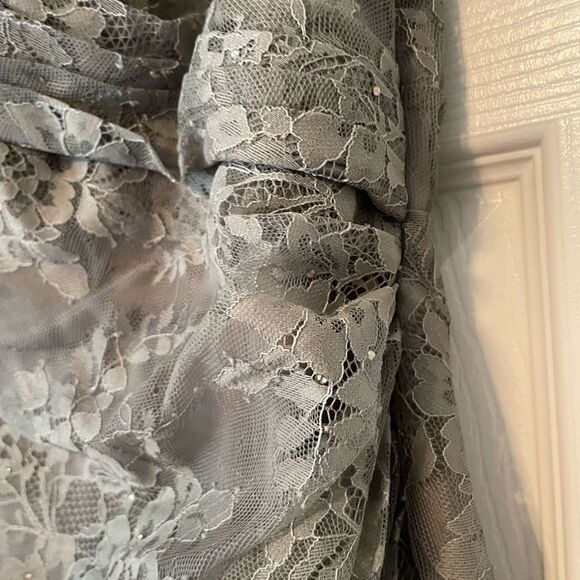 La Femme Platinum Colored Gown Size 16 - Picture 11 of 14